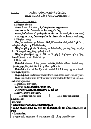 Kế hoạch bài dạy Công nghệ 4 Sách CTST - Năm học 2023-2024