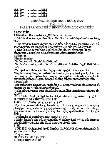 Kế hoạch bài dạy Hình học Lớp 6 Sách Cánh diều - Chương trình cả năm - Trường THCS Tản Đà