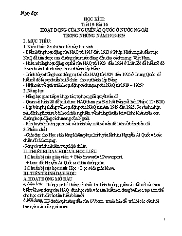 Kế hoạch bài dạy Lịch sử 9 - Học kì 2 - Năm học 2022-2023 - Trường THCS Tản Đà