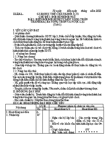 Giáo án GDTC Lớp 3 Sách Cánh diều - Năm học 2022-2023