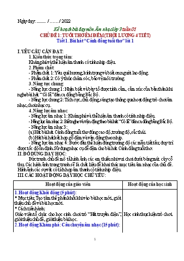 Kế hoạch bài dạy Âm nhạc Lớp 3 Sách CTST - Năm học 2022-2023