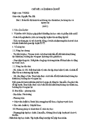 Kế hoạch bài dạy GDTC 3 theo Chủ đề Sách CTST (CV2345) - Năm học 2022-2023