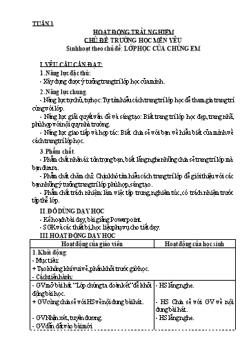 KHBD Hoạt động trải nghiệm Lớp 3 Sách Cánh diều - Năm học 2022-2023